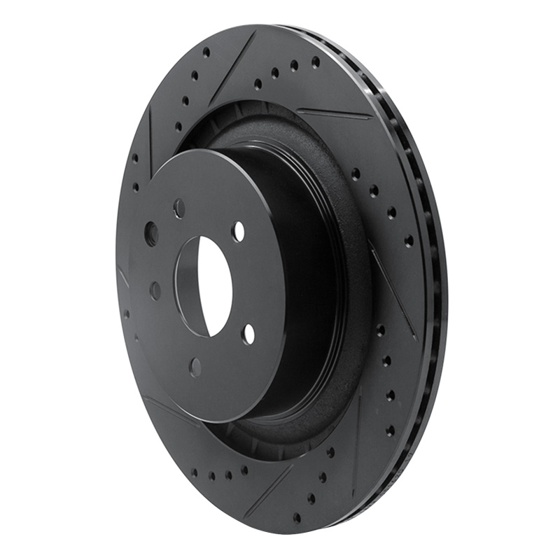 Infiniti Q60 Brake Rotor (1) - Rear Left - R1 Concepts - Drilled & Slotted - Black - `08-`25